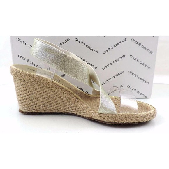 Andre Assous Desi Espadrille Wedge Sandal Platinum Gold - Picture 5 of 12